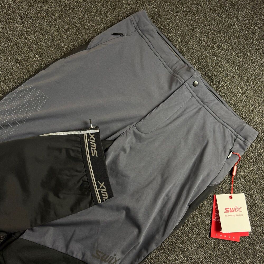 NWT SWIX Delda Softshell Pants 242553 Men's Medium Gray and Black Magnet Skiing